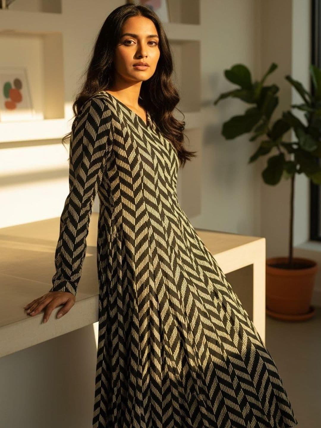 flipFabric Women Chevron Printed Anarkali Kurta thumbnail 5
