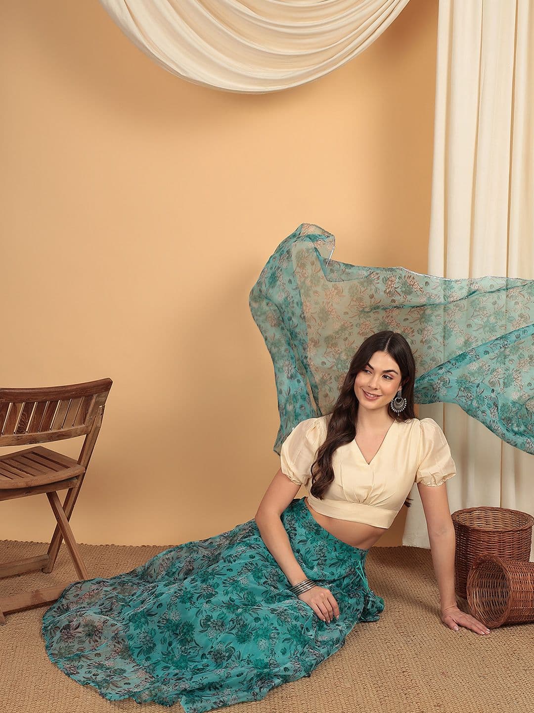 Frolic Rolic Floral Printed Lehenga & Silk Blouse Set with Dupatta thumbnail 5