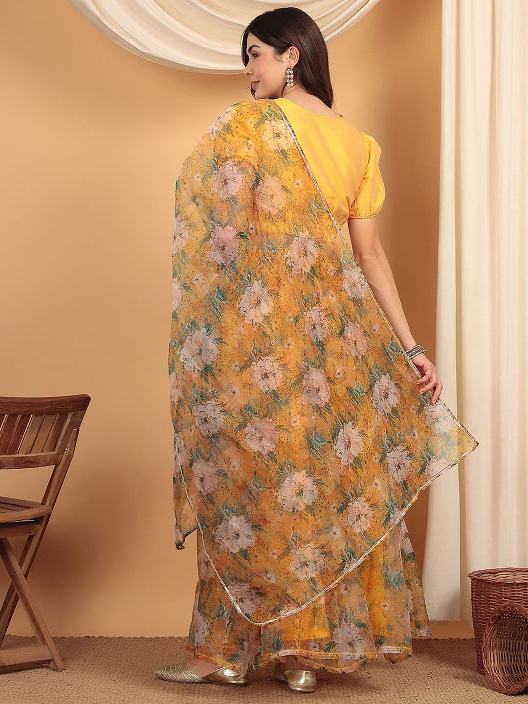 Frolic Rolic Floral Printed Lehenga & Silk Blouse Set with Dupatta thumbnail 7