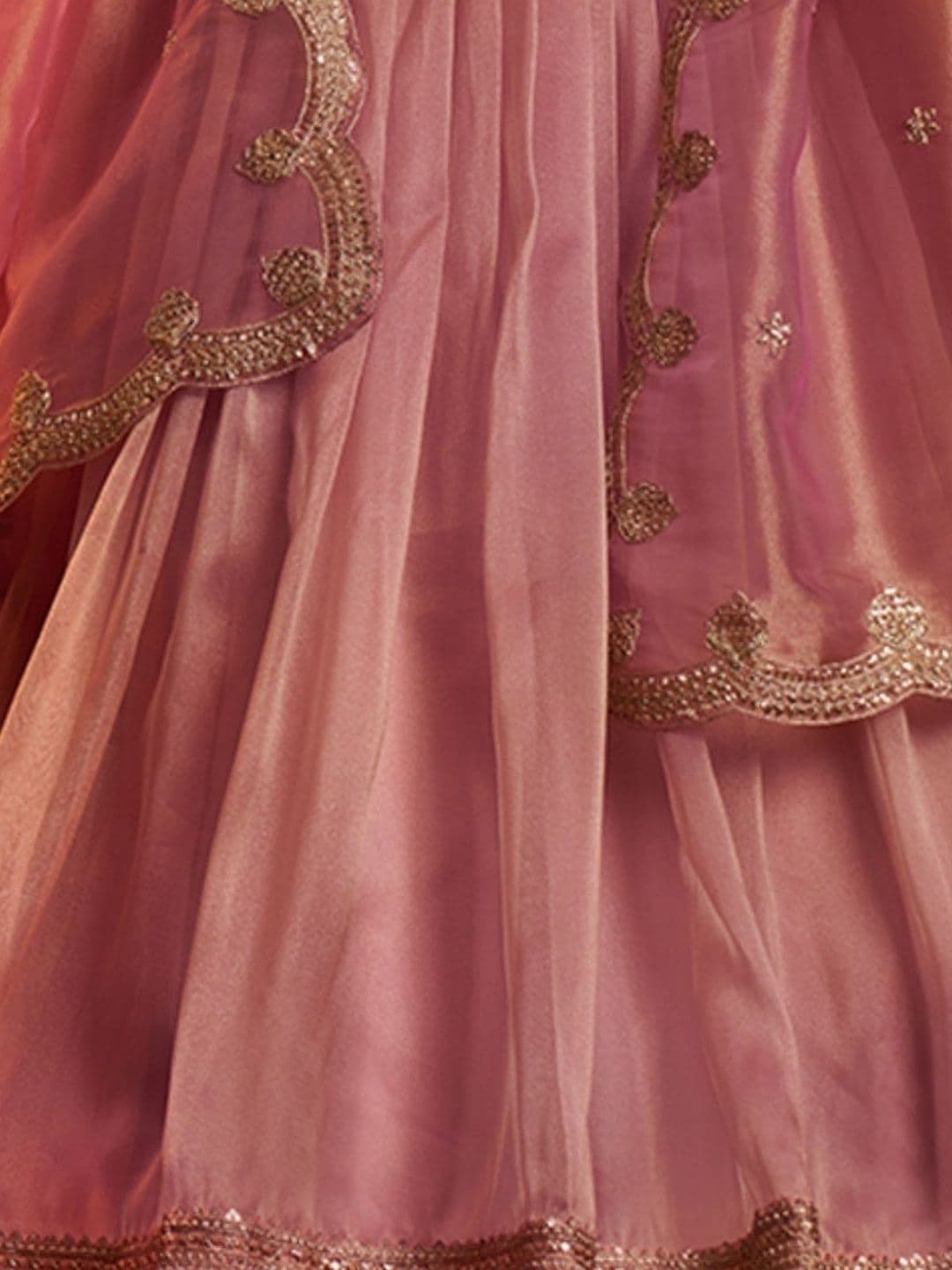 ODETTE Embroidered Thread Work Semi-Stitched Lehenga & Blouse With Dupatta thumbnail 3