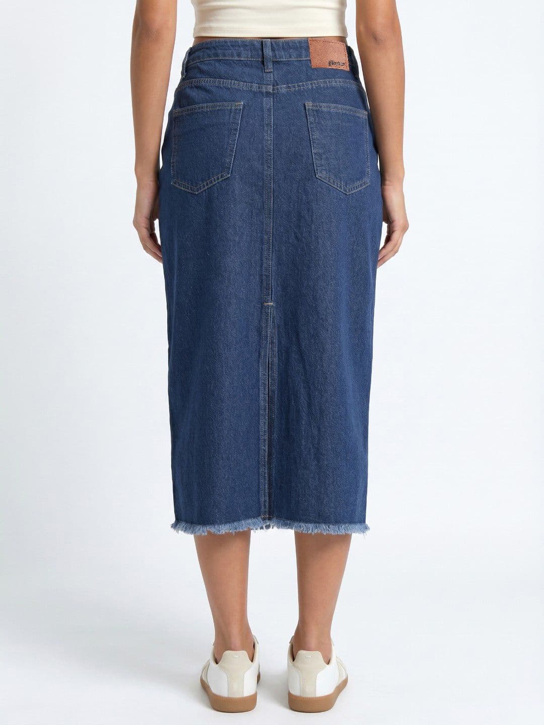 glitchez Women Back Slit Midi Straight Denim Skirt thumbnail 5