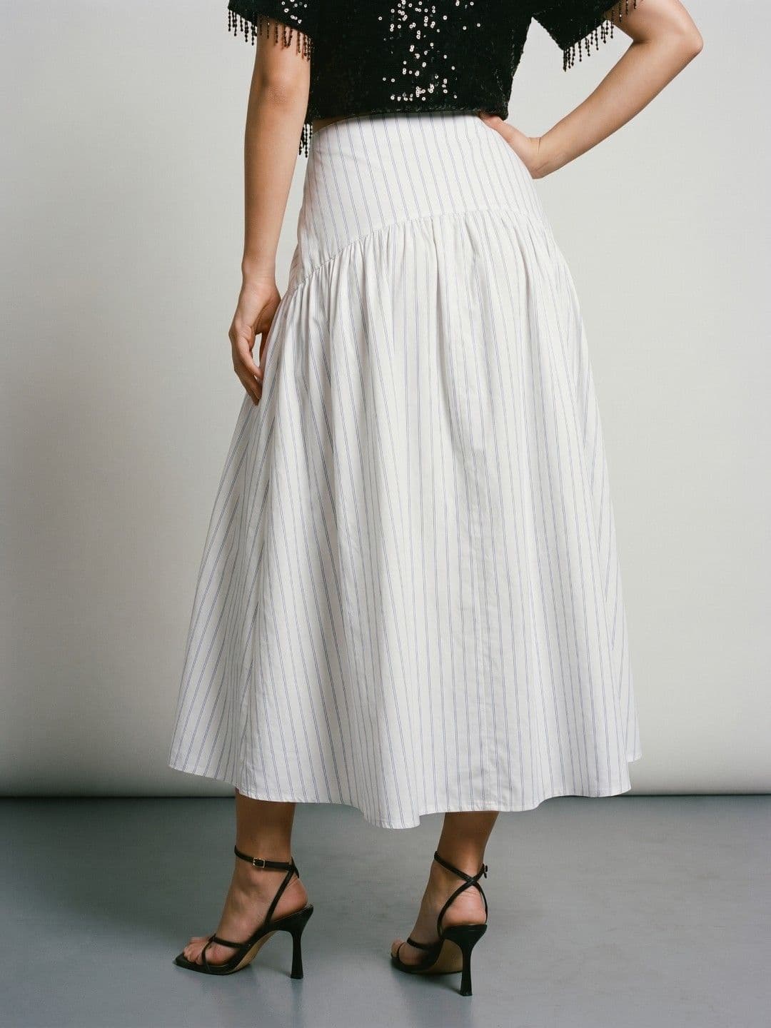 Phosphorus Women Striped Midi A-Line Skirt thumbnail 3
