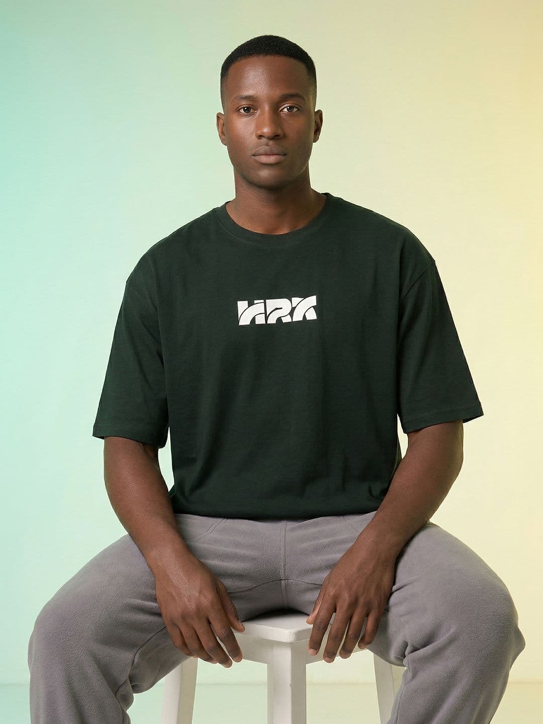 HRX by Hrithik Roshan Brand Logo Printed Pure Cotton Oversized T-shirt thumbnail 2