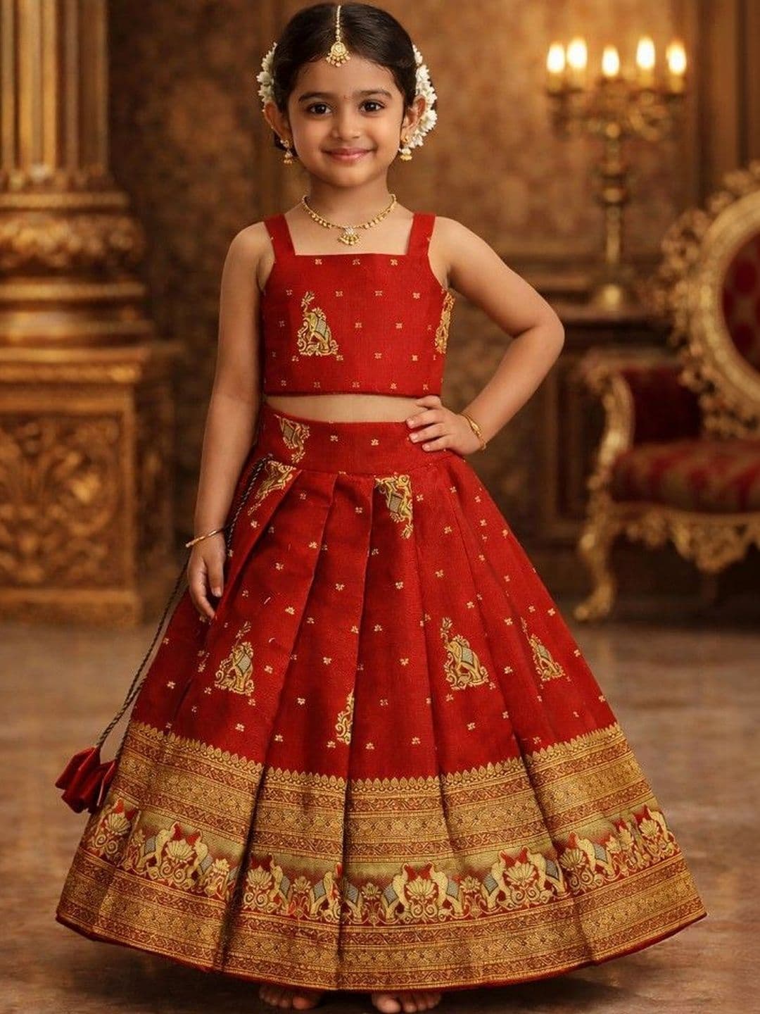Xepon Girls Embroidered Ready to Wear Lehenga & thumbnail 2