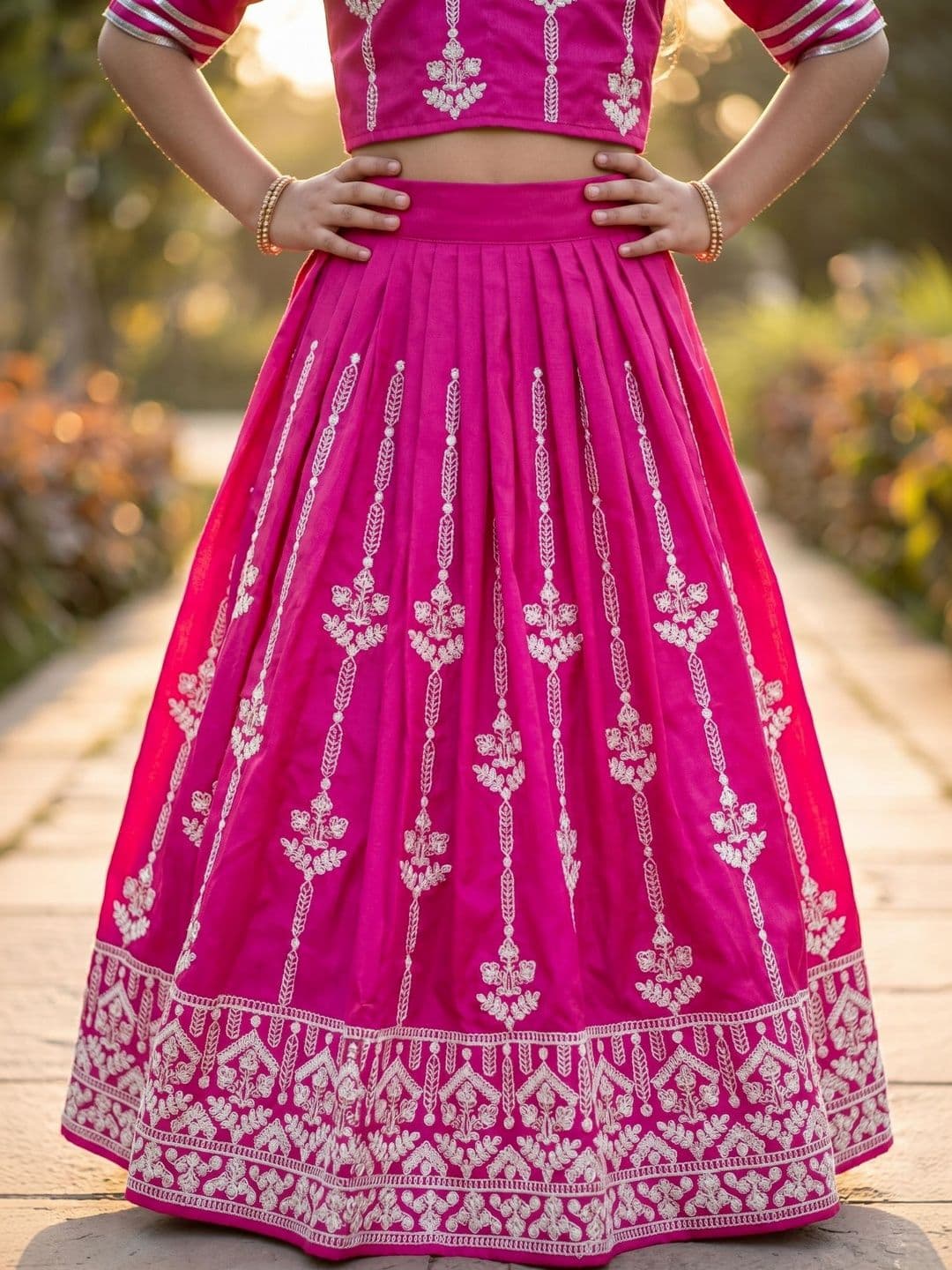 KALINI Girls Embroidered Thread Work Ready to Wear Lehenga & thumbnail 2