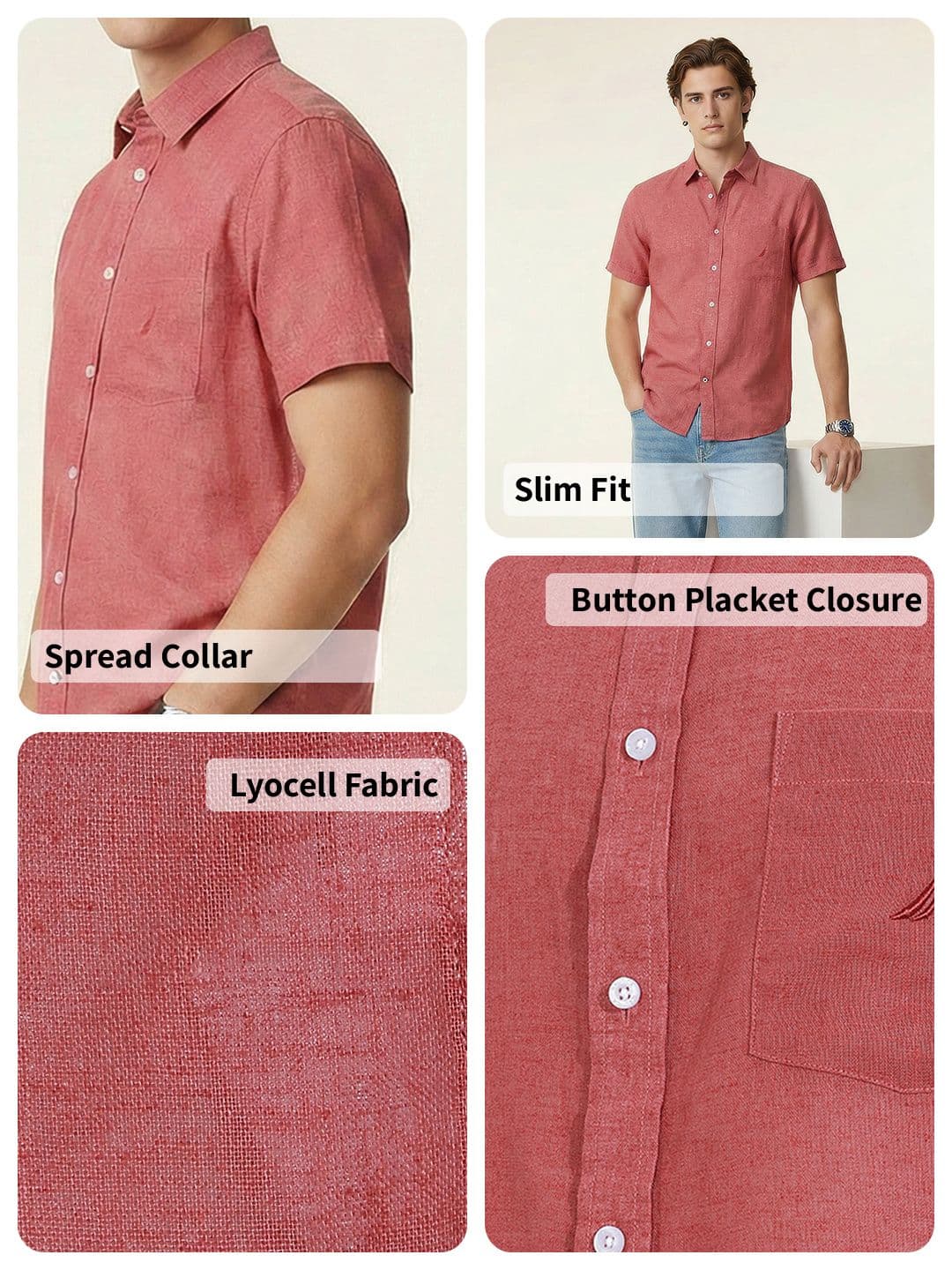 Nautica Slim Fit Spread Collar Casual Shirt thumbnail 2