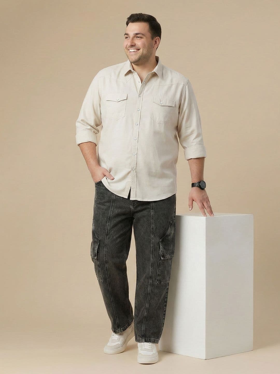 Sztori Plus Size Pure Cotton Casual Shirt thumbnail 4