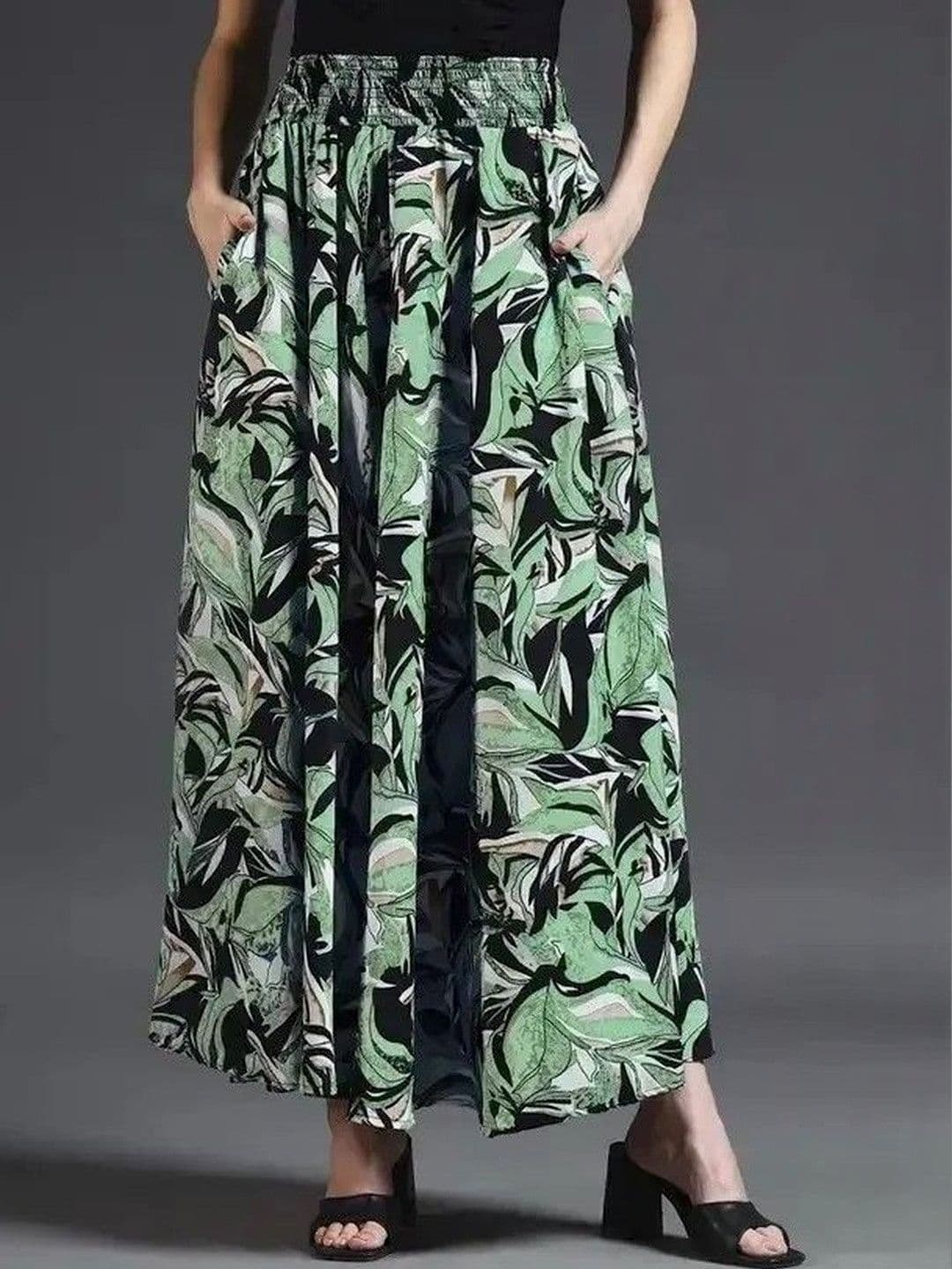 Pink Formal Women Floral Printed Flared Crepe Palazzos thumbnail 2