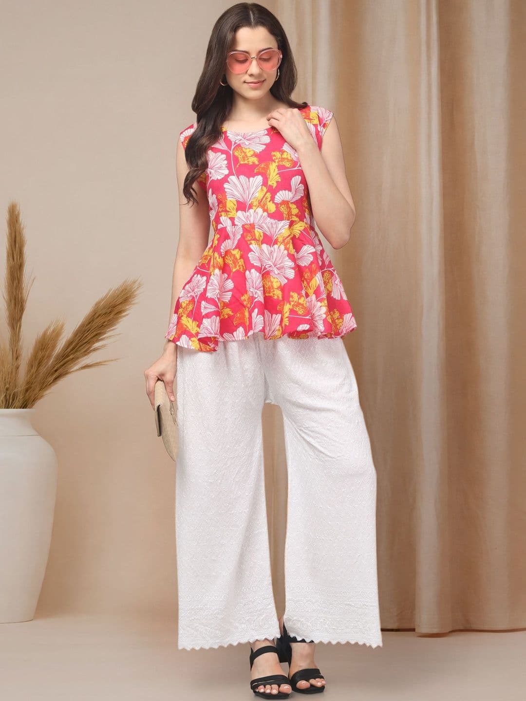 KGFONECLOTH Women Floral Embroidered Knitted Ethnic Palazzos thumbnail 3