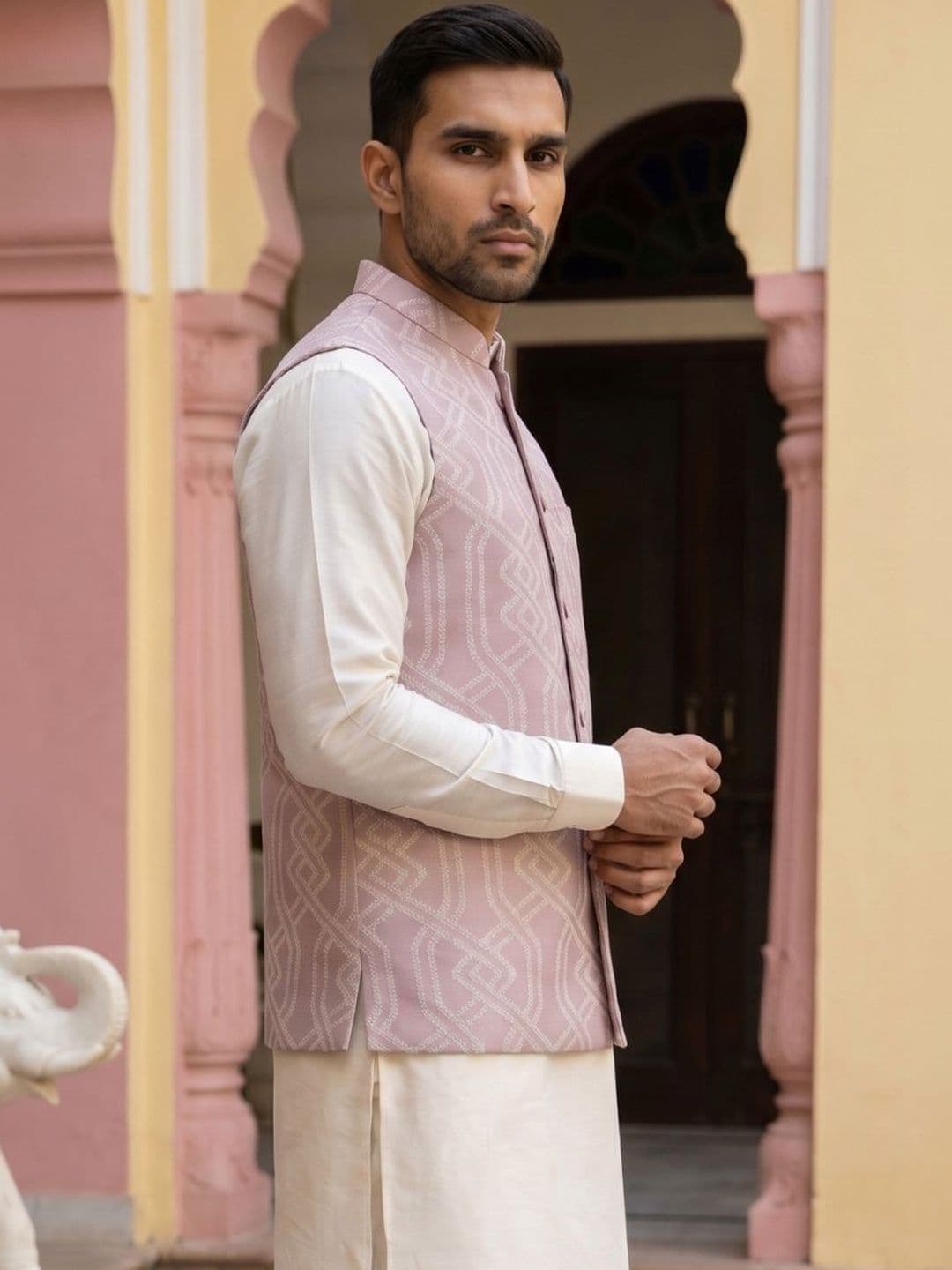Jompers Men Woven Design Satin Nehru Jackets thumbnail 2
