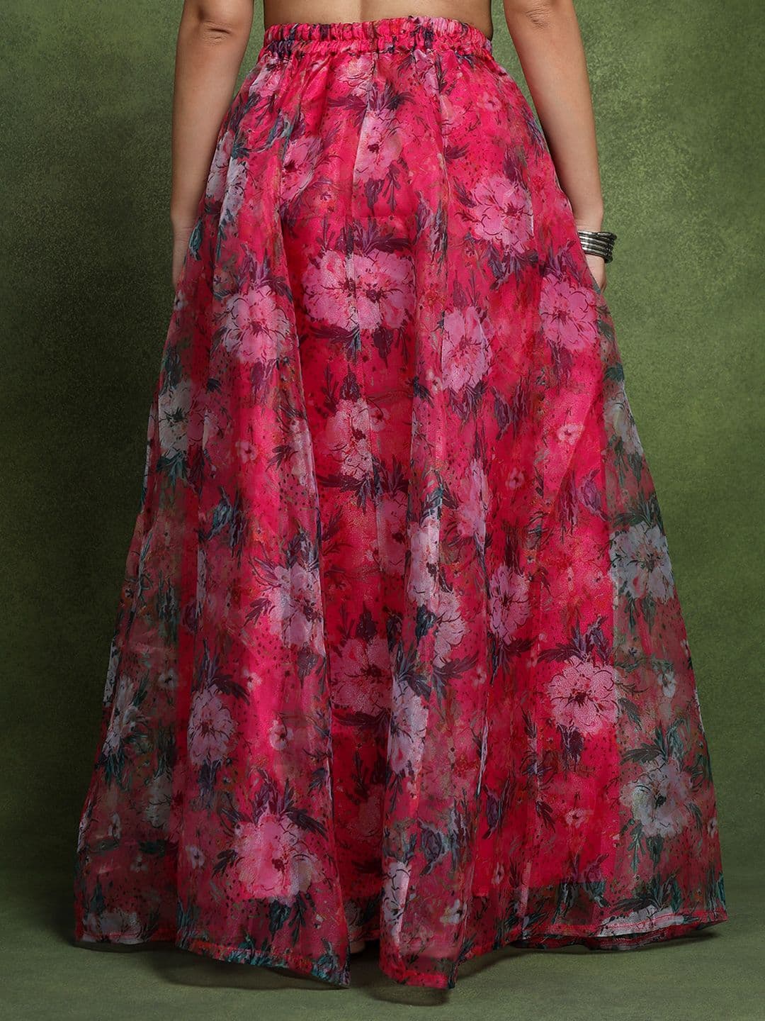 Frolic Rolic Floral Printed Organza Maxi Skirt thumbnail 6