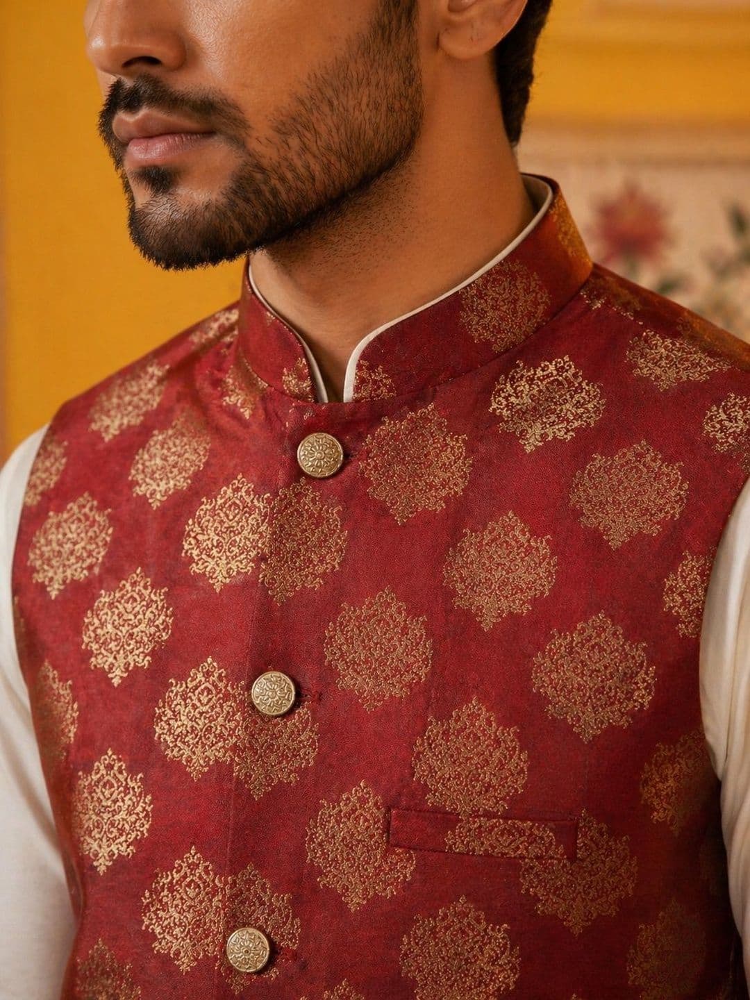 Jompers Printed Satin Nehru Jackets thumbnail 2