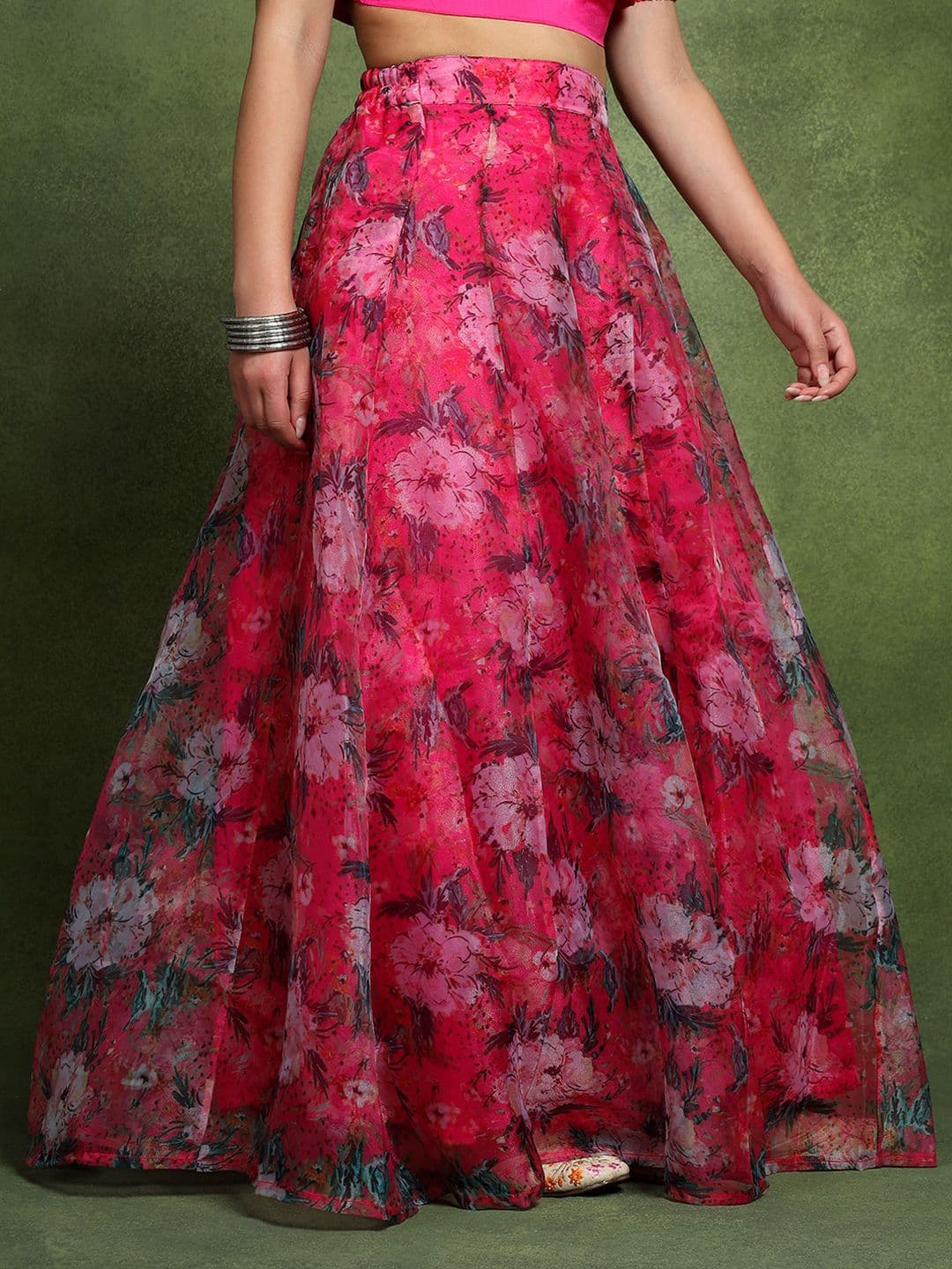 Frolic Rolic Floral Printed Organza Maxi Skirt thumbnail 4