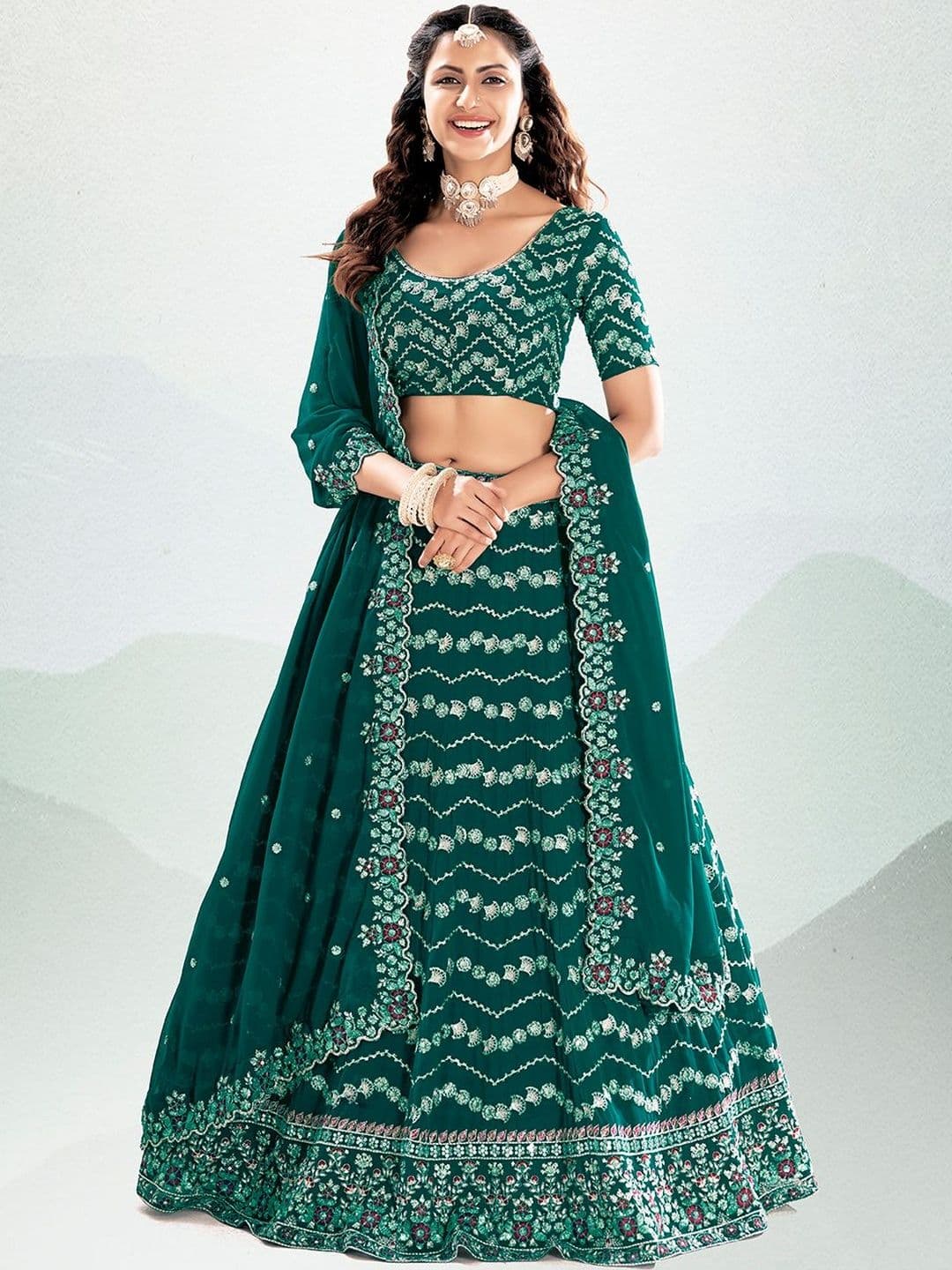 House of Pataudi Embellished Flared Lehenga Choli thumbnail 3