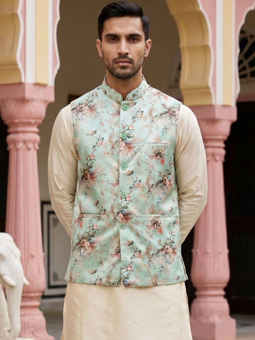 Jompers Printed Satin Nehru Jackets thumbnail 6
