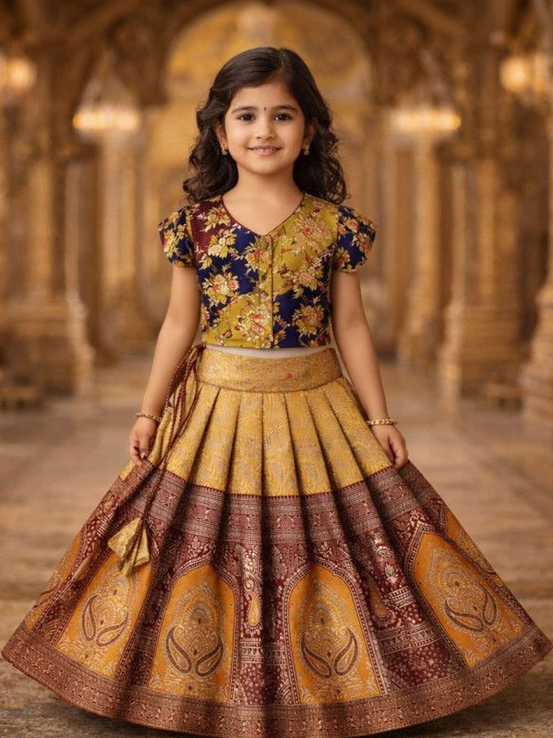 Xepon Girls Printed Semi-Stitched Lehenga & - view 1
