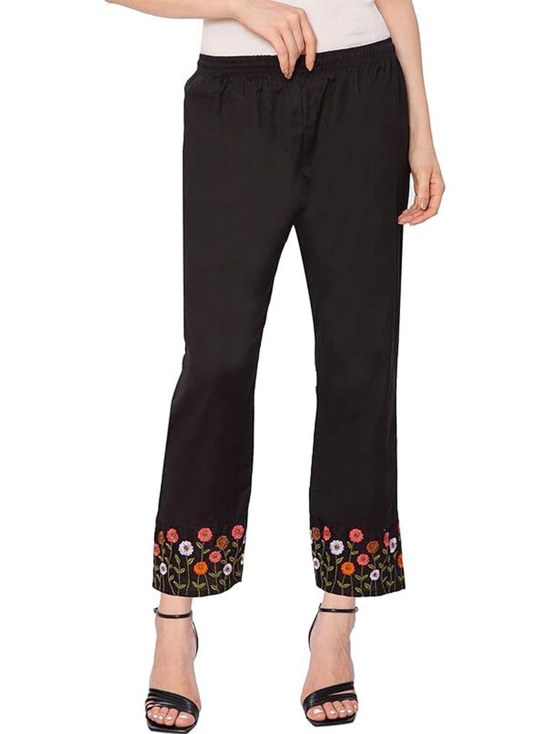 TNQ Women Floral Embroidered Cropped Ethnic Palazzos - view 1