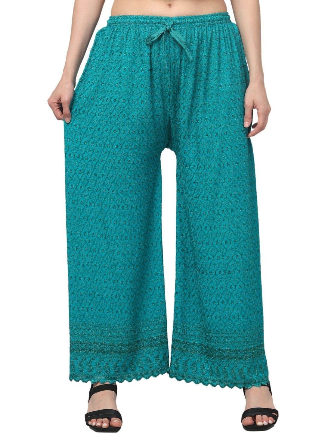 KGFONECLOTH Women Ethnic Motifs Embroidered Knitted Ethnic Palazzos - view 1