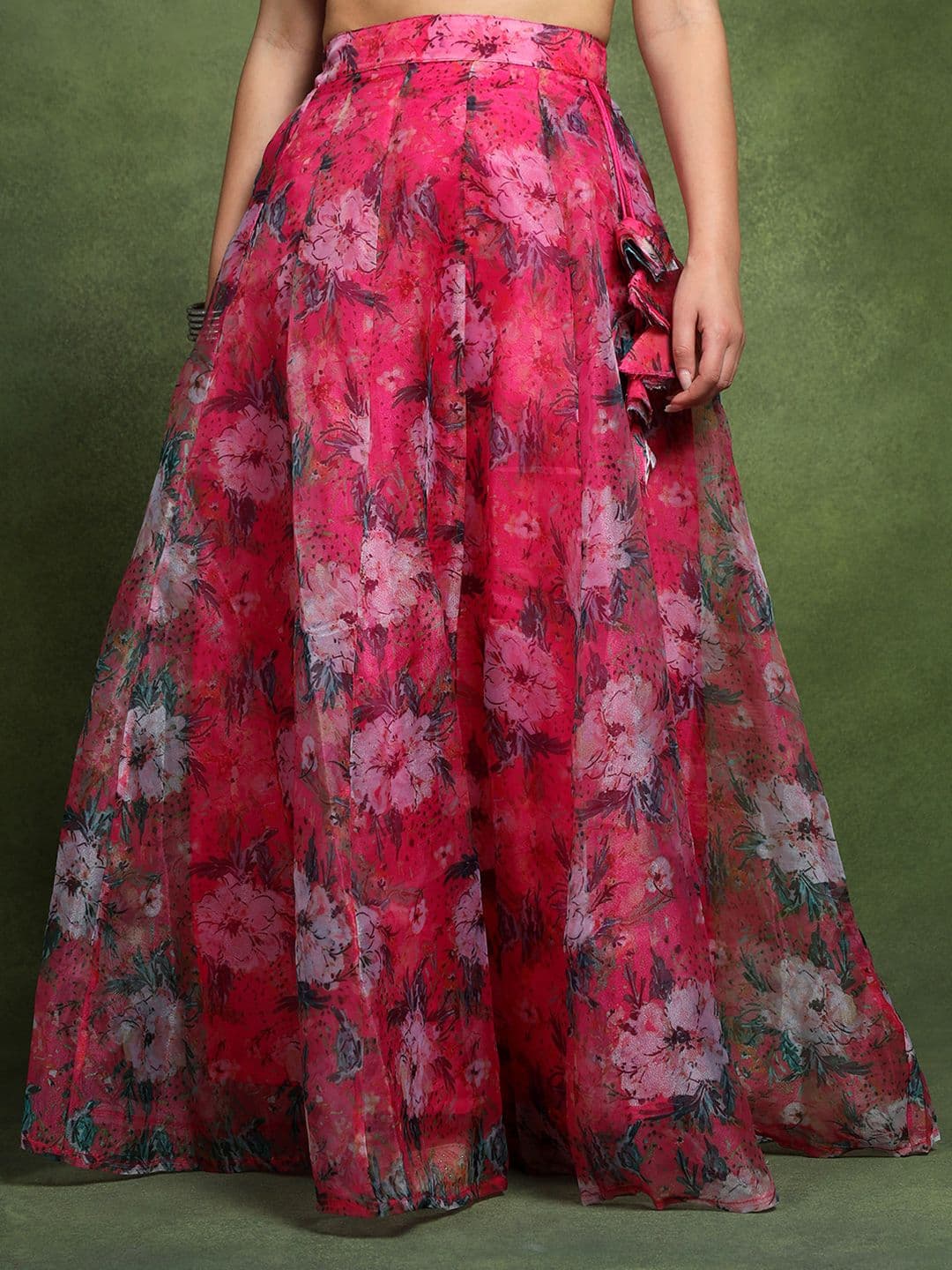 Frolic Rolic Floral Printed Organza Maxi Skirt - view 1