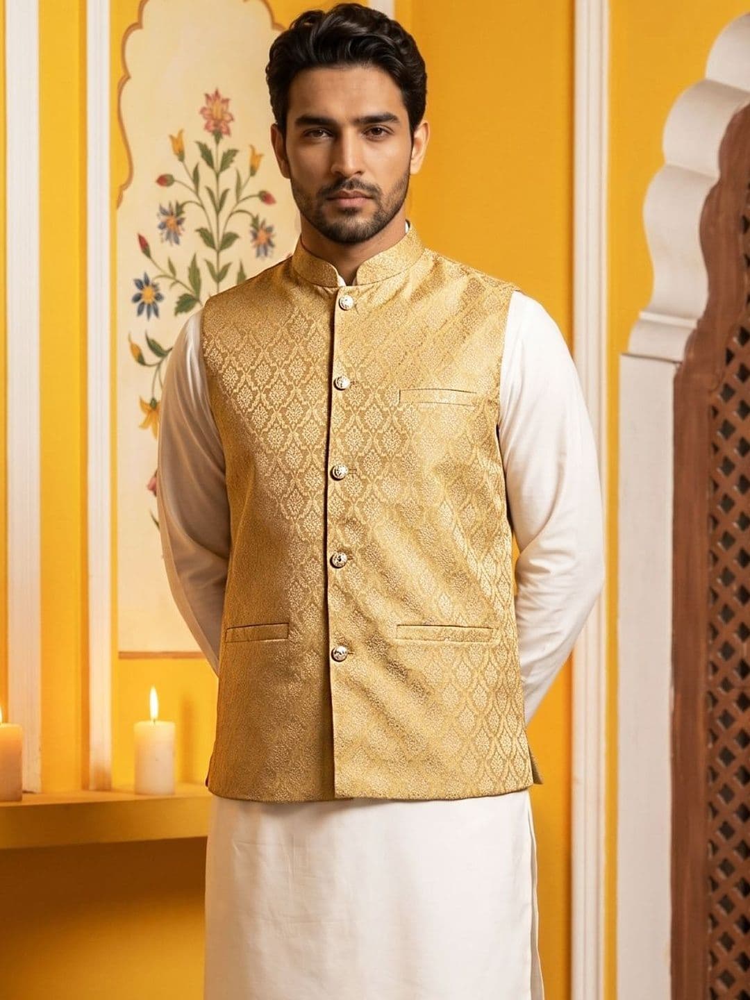Jompers Woven Design Woven Nehru Jackets thumbnail 5