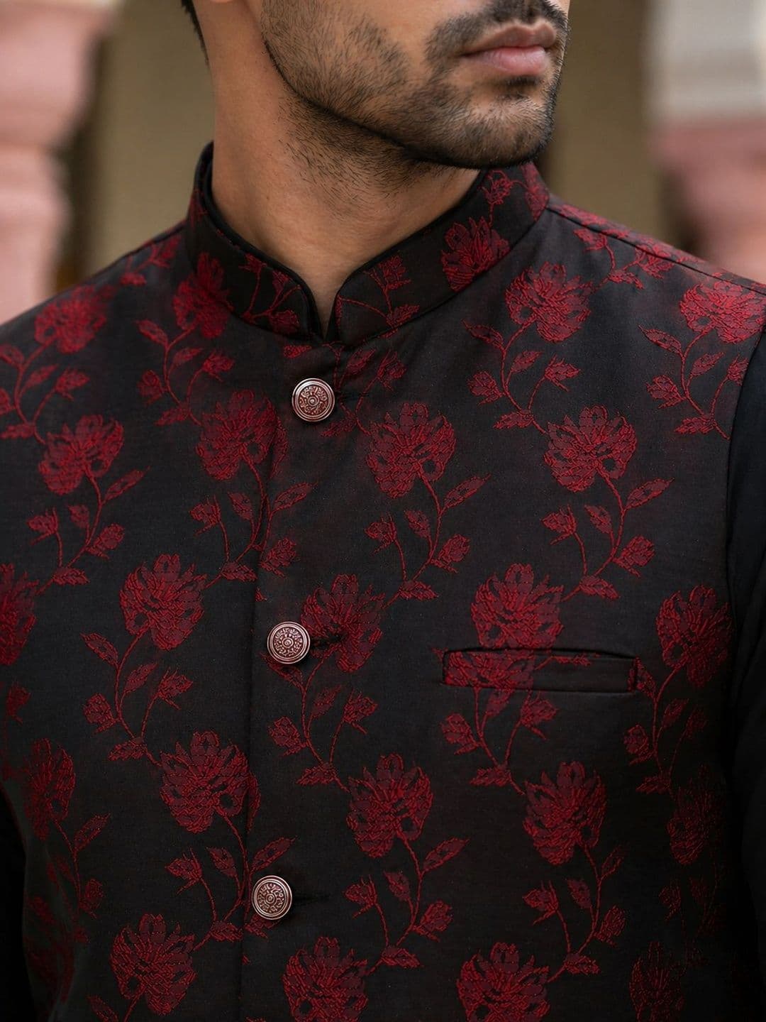Jompers Printed Satin Nehru Jackets thumbnail 5
