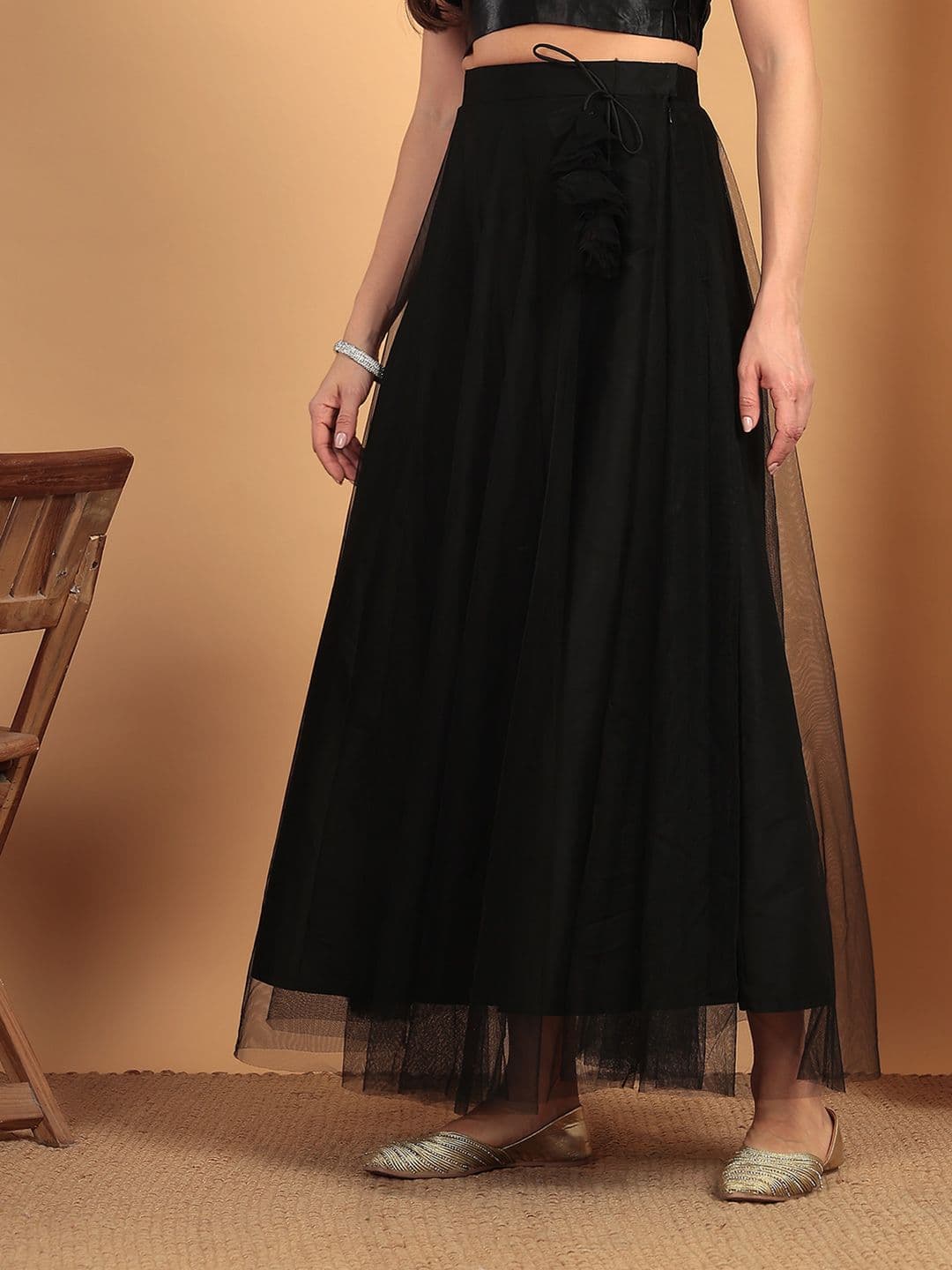 Frolic Rolic Solid Net Maxi Skirt thumbnail 5