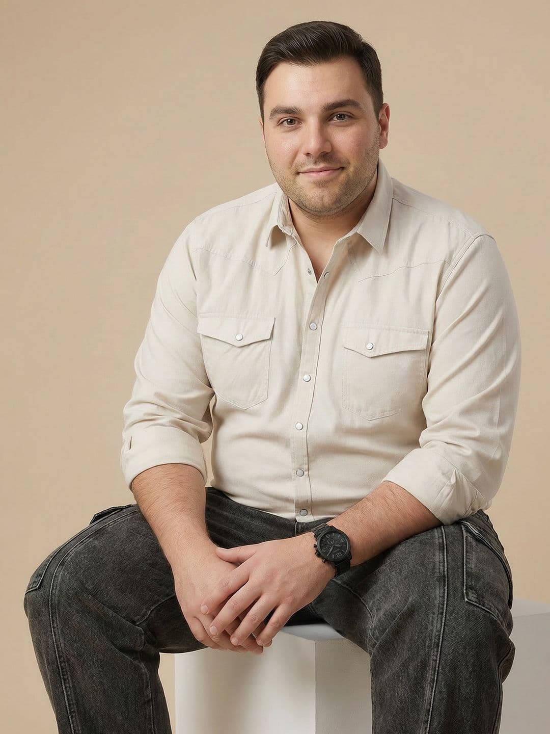 Sztori Plus Size Pure Cotton Casual Shirt thumbnail 6