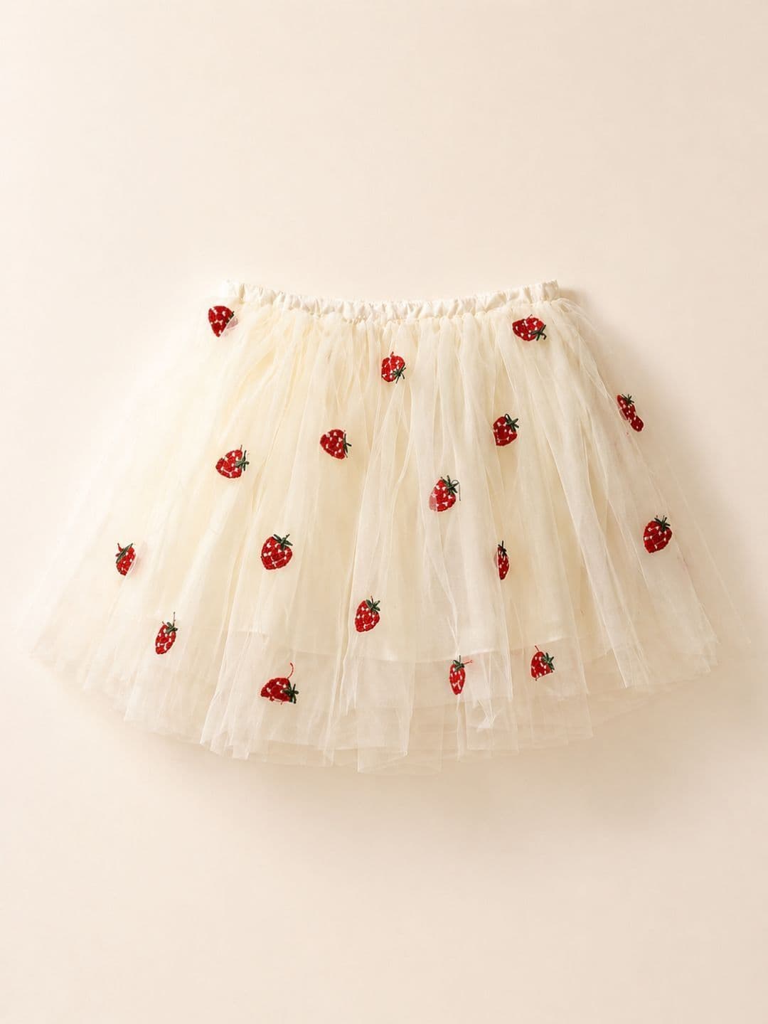 NEUDIS Girls Net Self Design Tiered Above Knee Flared Skirt thumbnail 3