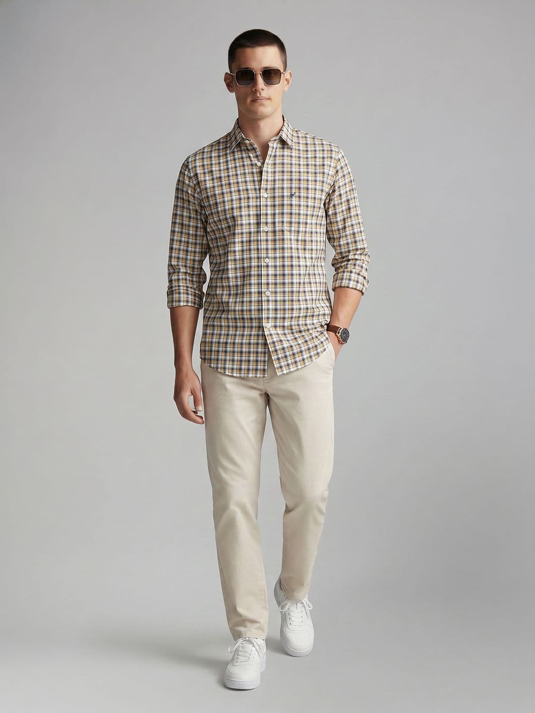 Allen Solly Sports Fit Checked Pure Cotton Casual Shirt thumbnail 3