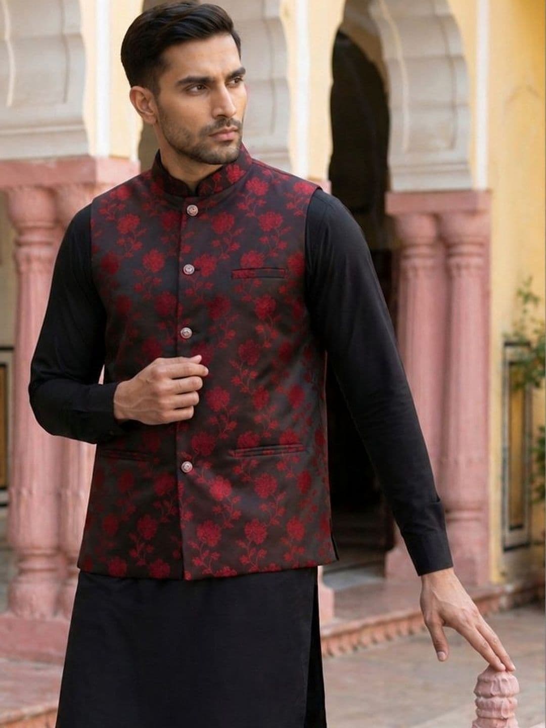 Jompers Printed Satin Nehru Jackets thumbnail 4