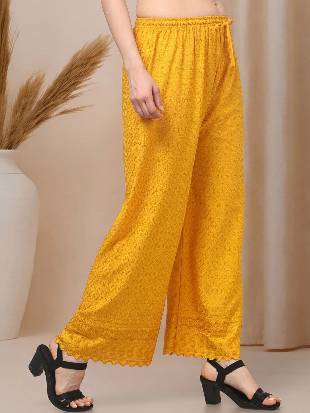 KGFONECLOTH Women Embroidered Knitted Ethnic Palazzos thumbnail 2