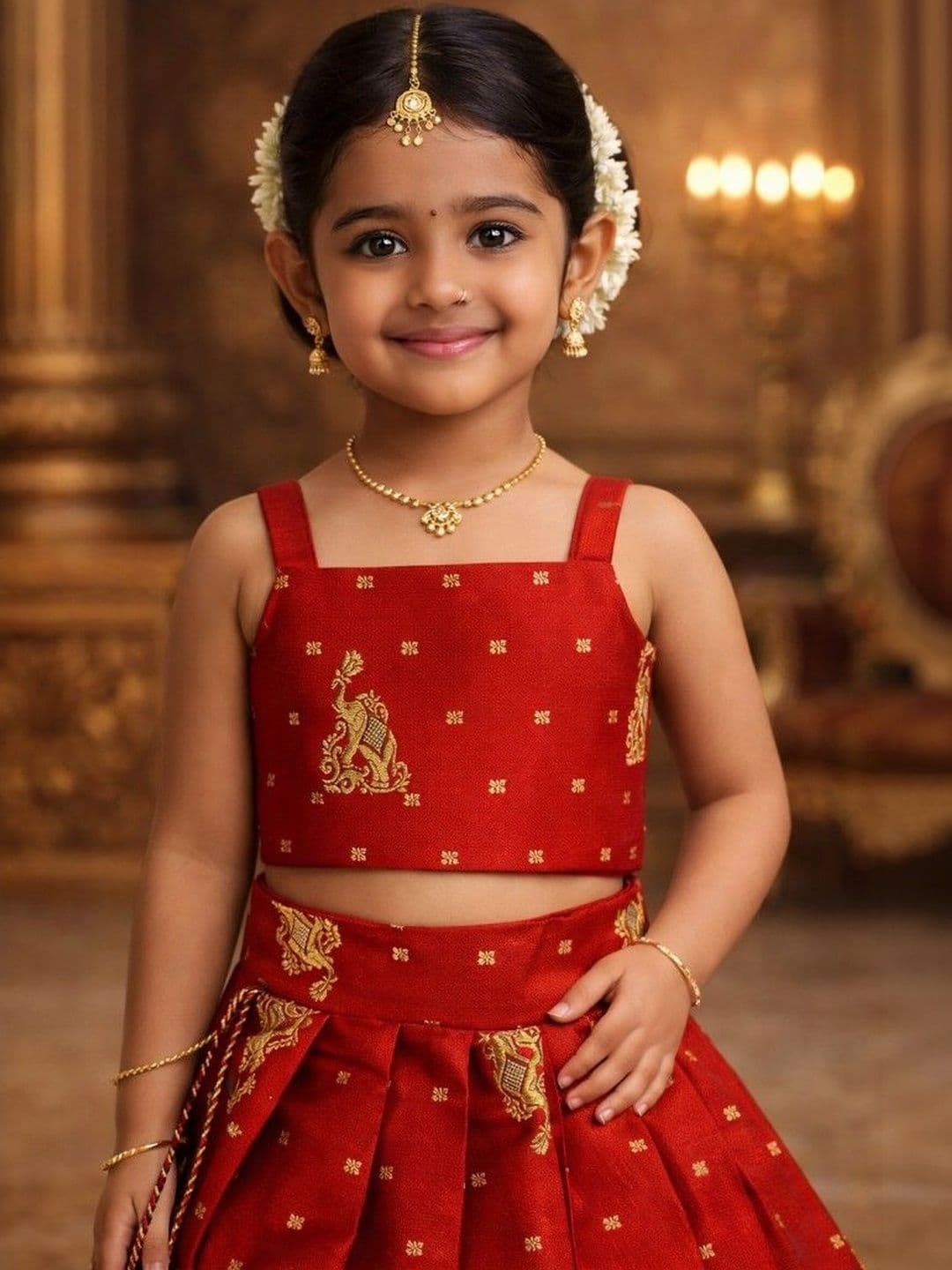 Xepon Girls Embroidered Ready to Wear Lehenga & thumbnail 5