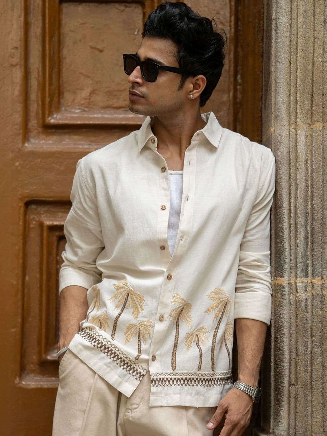 Powerlook Spread Collar Cotton Linen Casual Shirt thumbnail 4