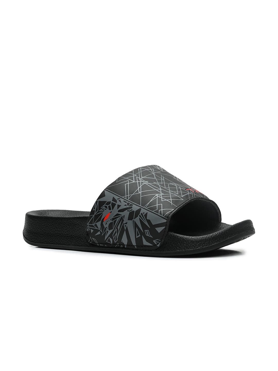 Trekiva Men Black Fabric Sliders - view 1