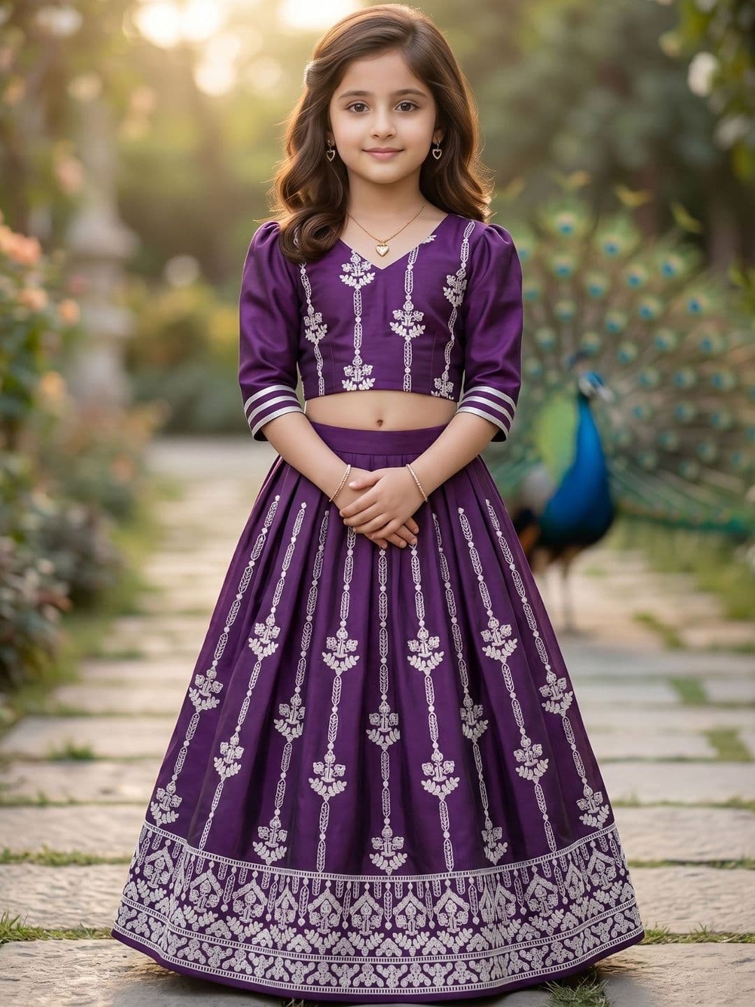 KALINI Girls Embroidered Thread Work Semi-Stitched Lehenga & - view 1