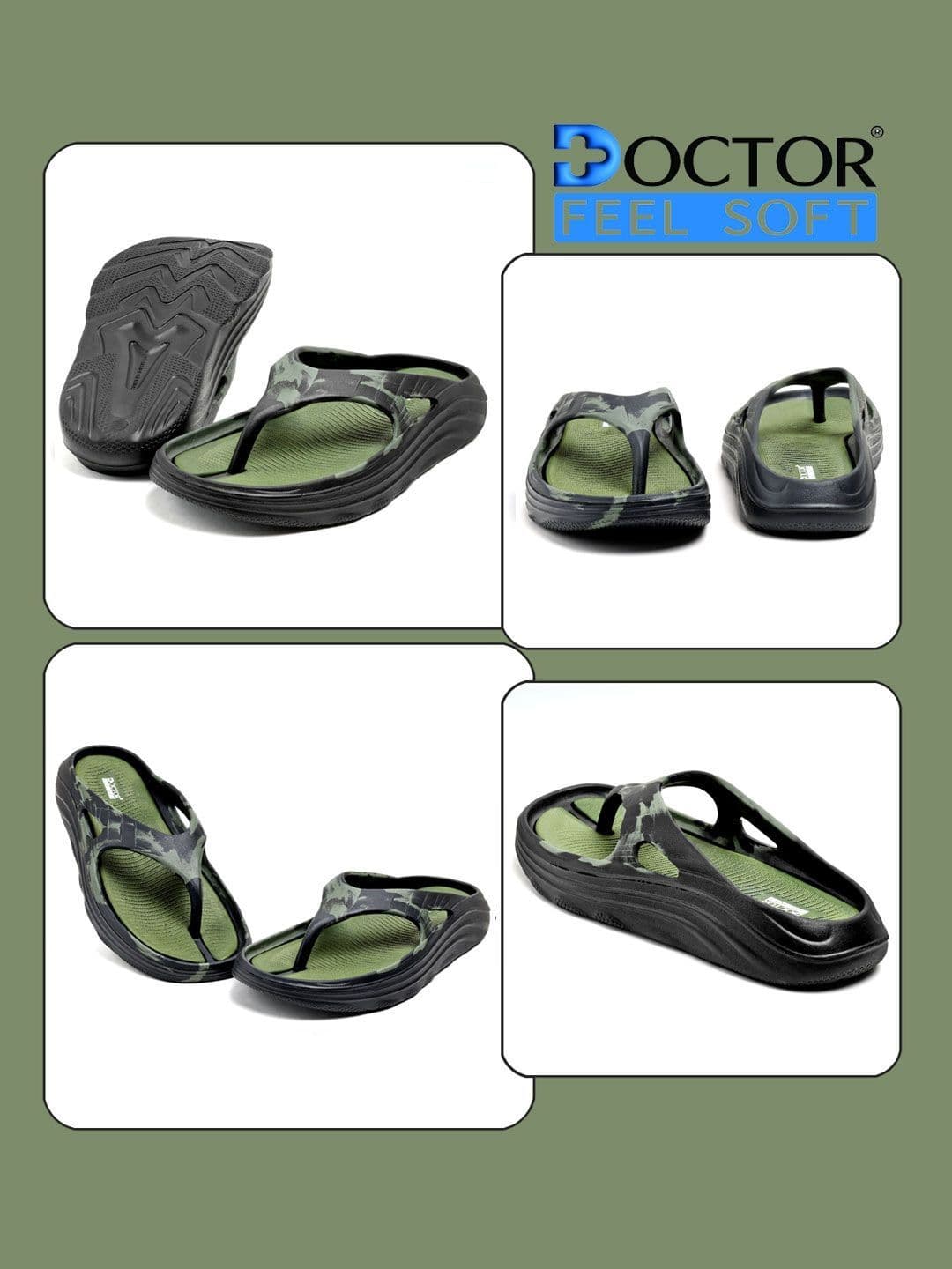 DOCTOR FEEL SOFT Men Printed Thong Flip-Flops thumbnail 2