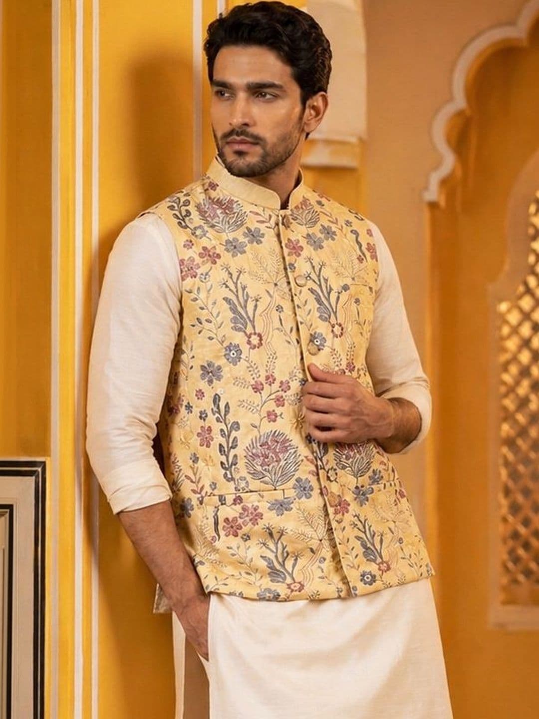 Jompers Printed Satin Nehru Jackets thumbnail 3