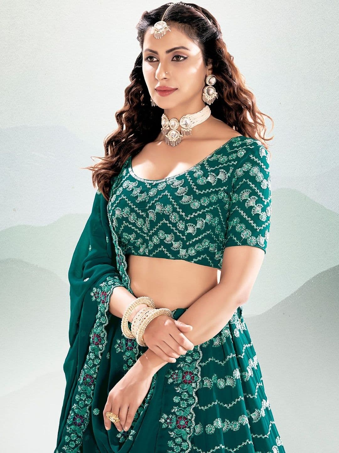 House of Pataudi Embellished Flared Lehenga Choli thumbnail 6