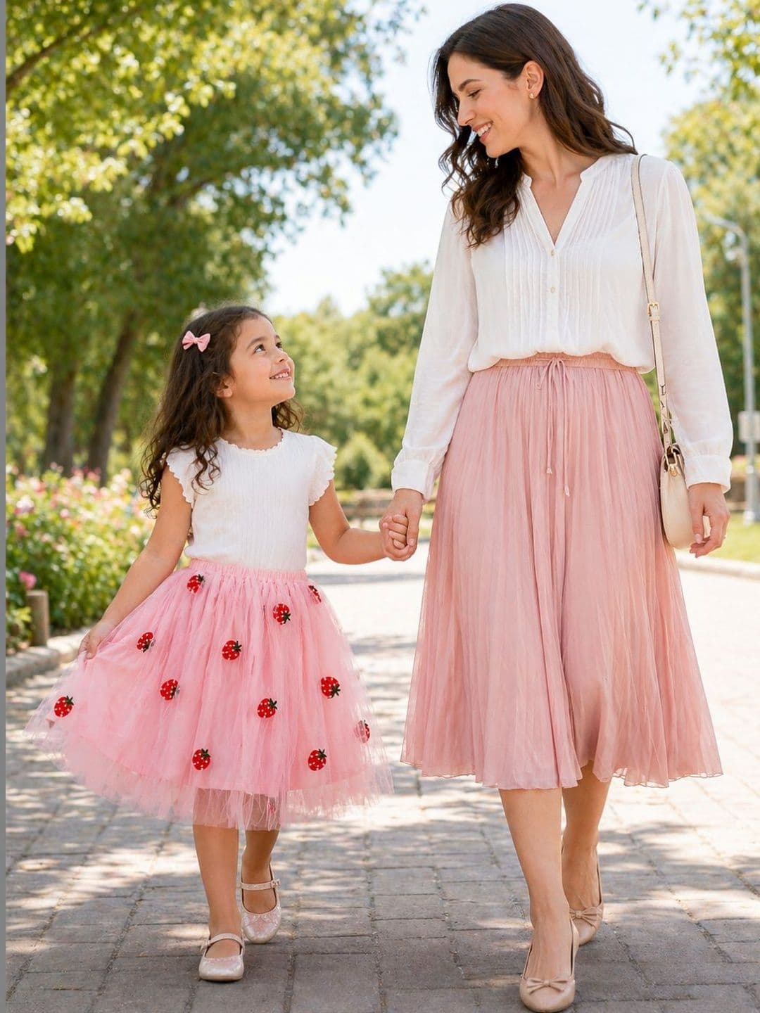 NEUDIS Girls Net Textured Frills Bows and Ruffles Above Knee Flared Skirt thumbnail 3