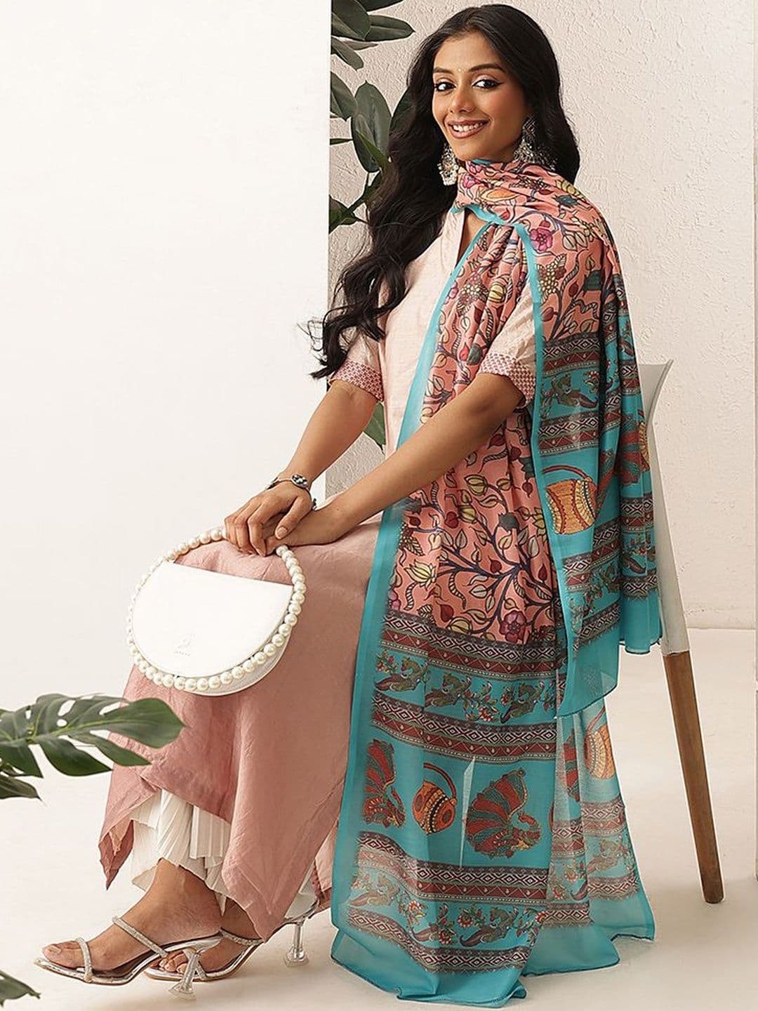Silk Land Ethnic Motifs Printed Kalamkari Dupatta thumbnail 3