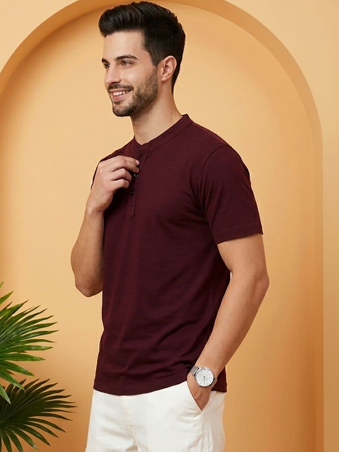 UNIBERRY Men Henley Neck Pockets T-shirt thumbnail 2