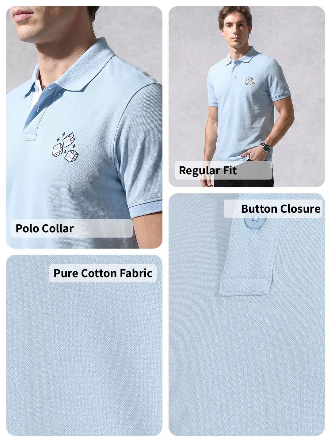 WROGN WRONG Slim Fit Polo Collar Pure Cotton T-shirt thumbnail 3