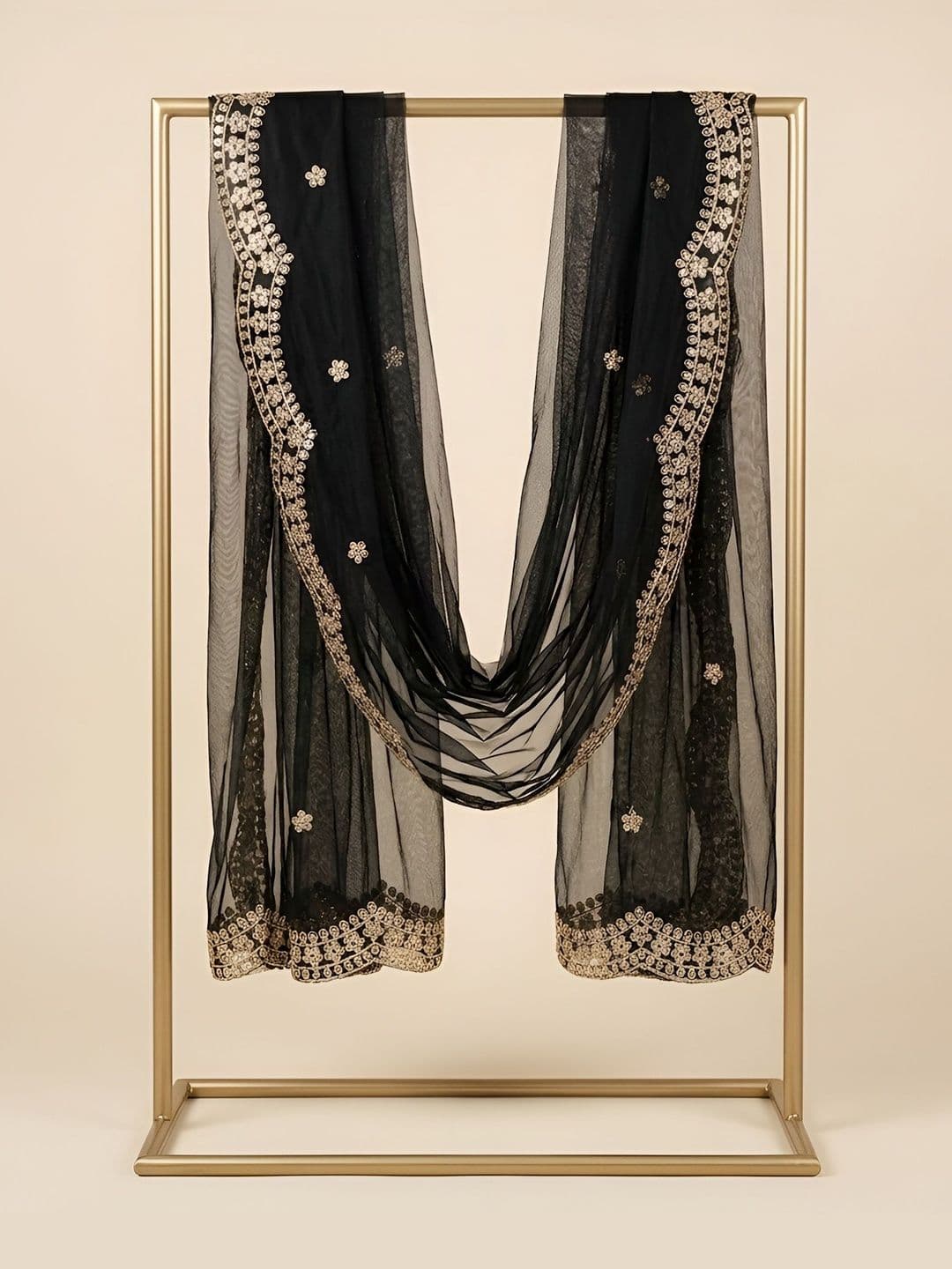 MUFFLY Ethnic Motifs Embroidered Dupatta with Zari thumbnail 2