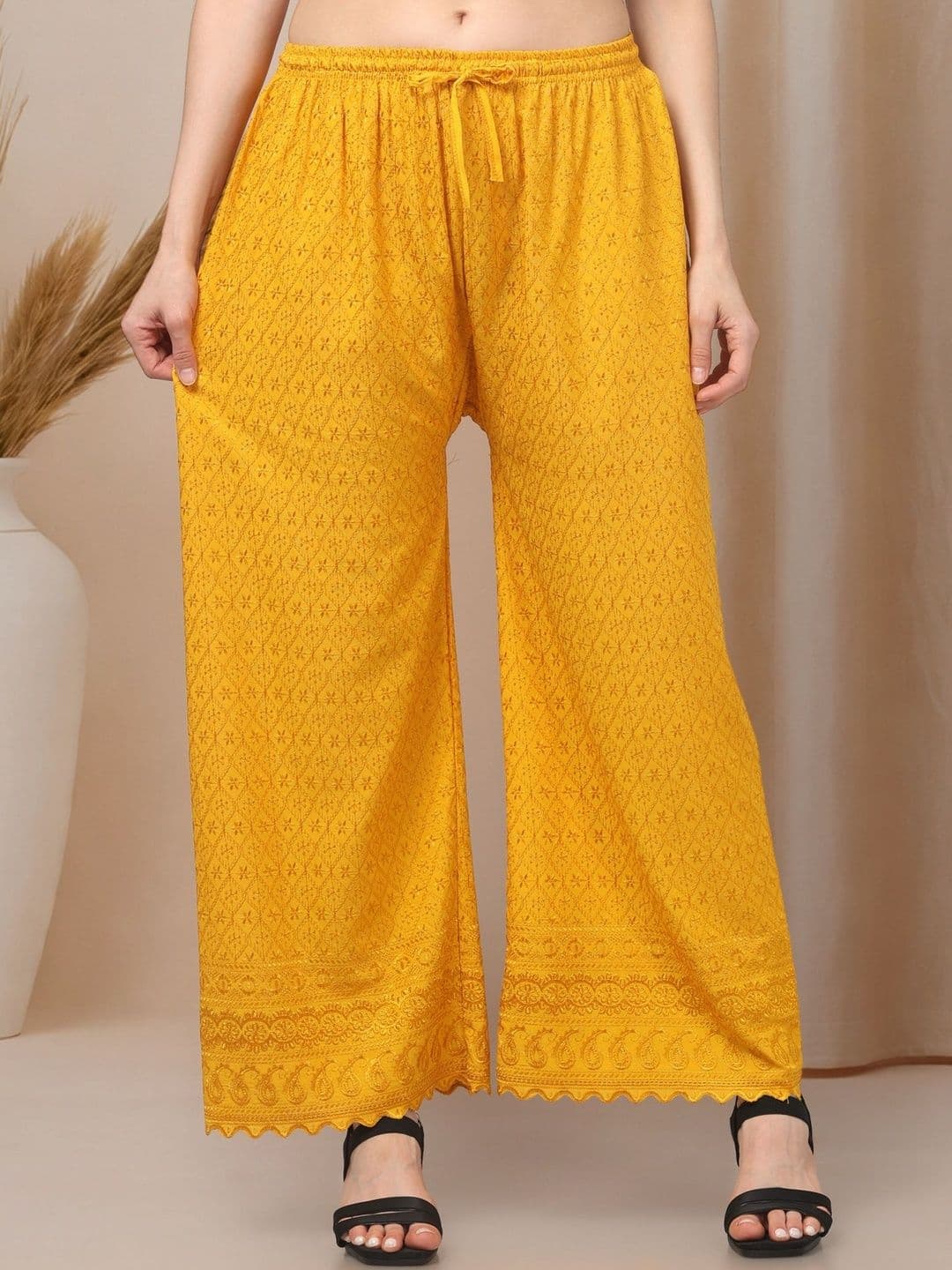 KGFONECLOTH Women Embroidered Knitted Ethnic Palazzos thumbnail 7