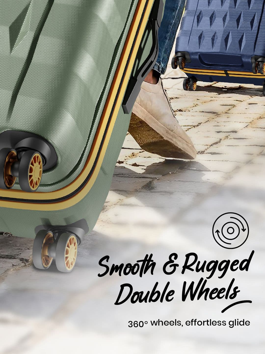 Aristocrat Comet Green Set of 2 Small & Medium Hard 56 & 66cm Trolley Bag with Smooth 8-Wheel thumbnail 7