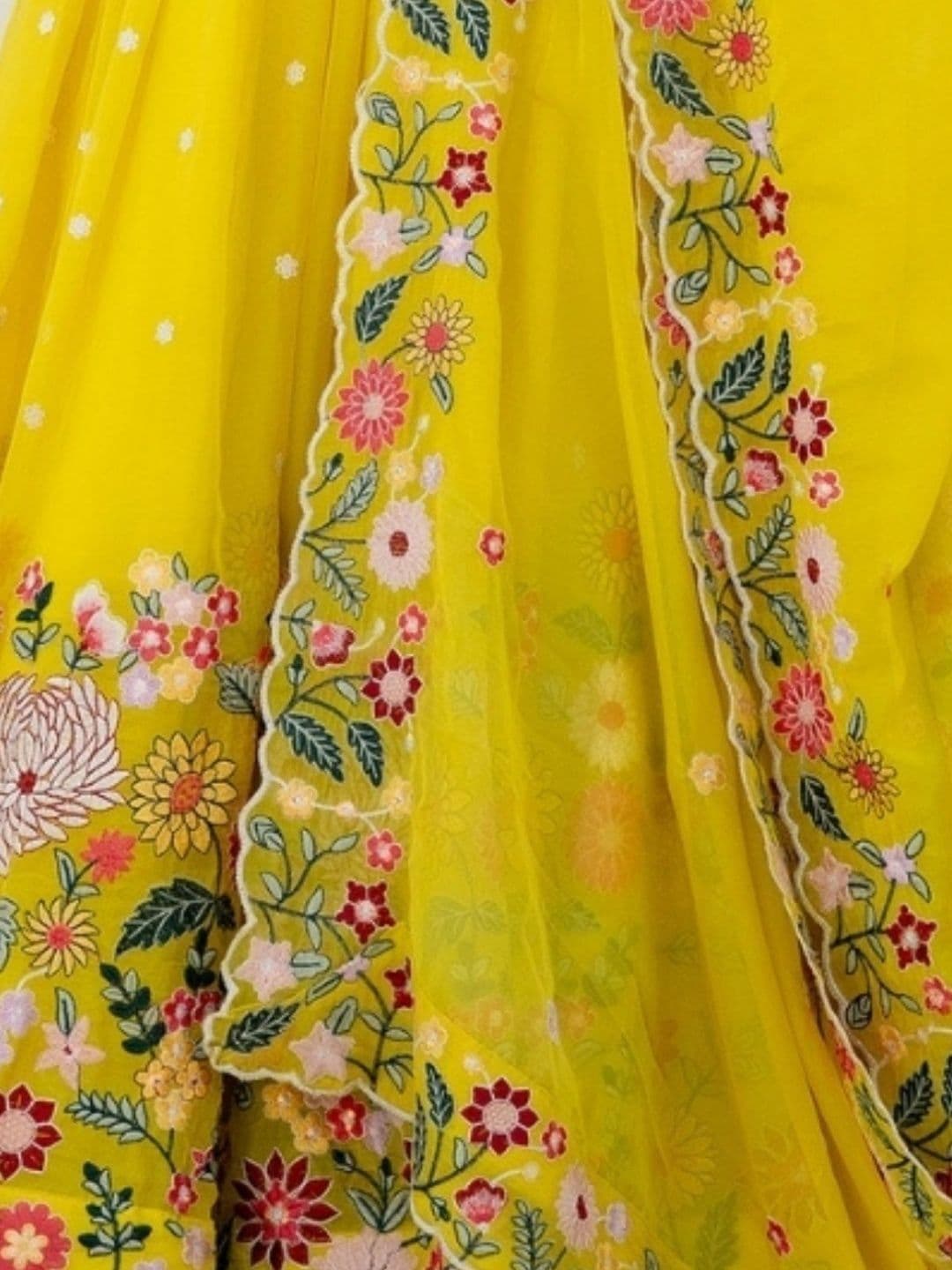 ODETTE Embroidered Thread Work Semi-Stitched Lehenga & Blouse With Dupatta thumbnail 3