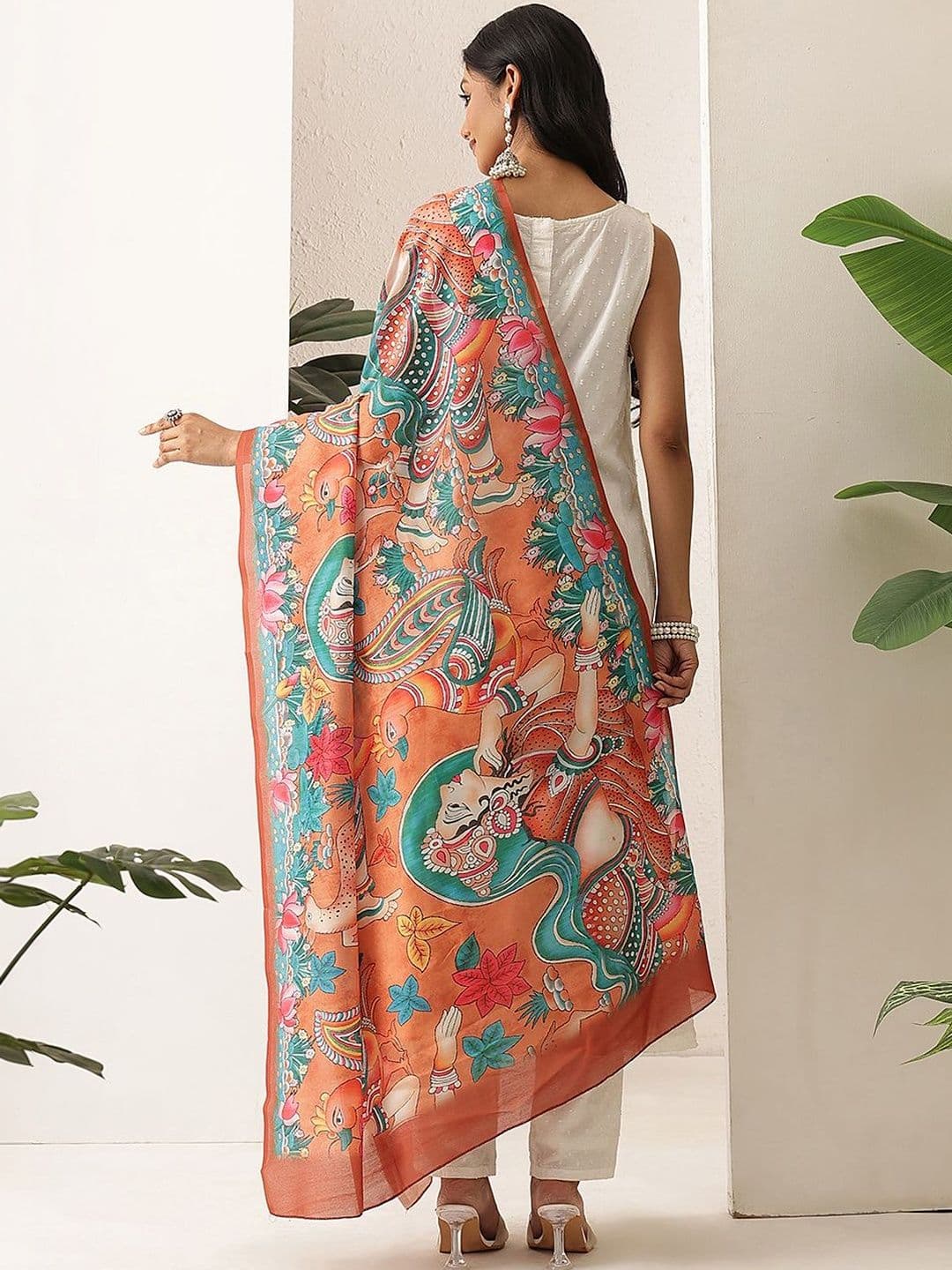 Silk Land Ethnic Motifs Printed Kalamkari Dupatta thumbnail 5