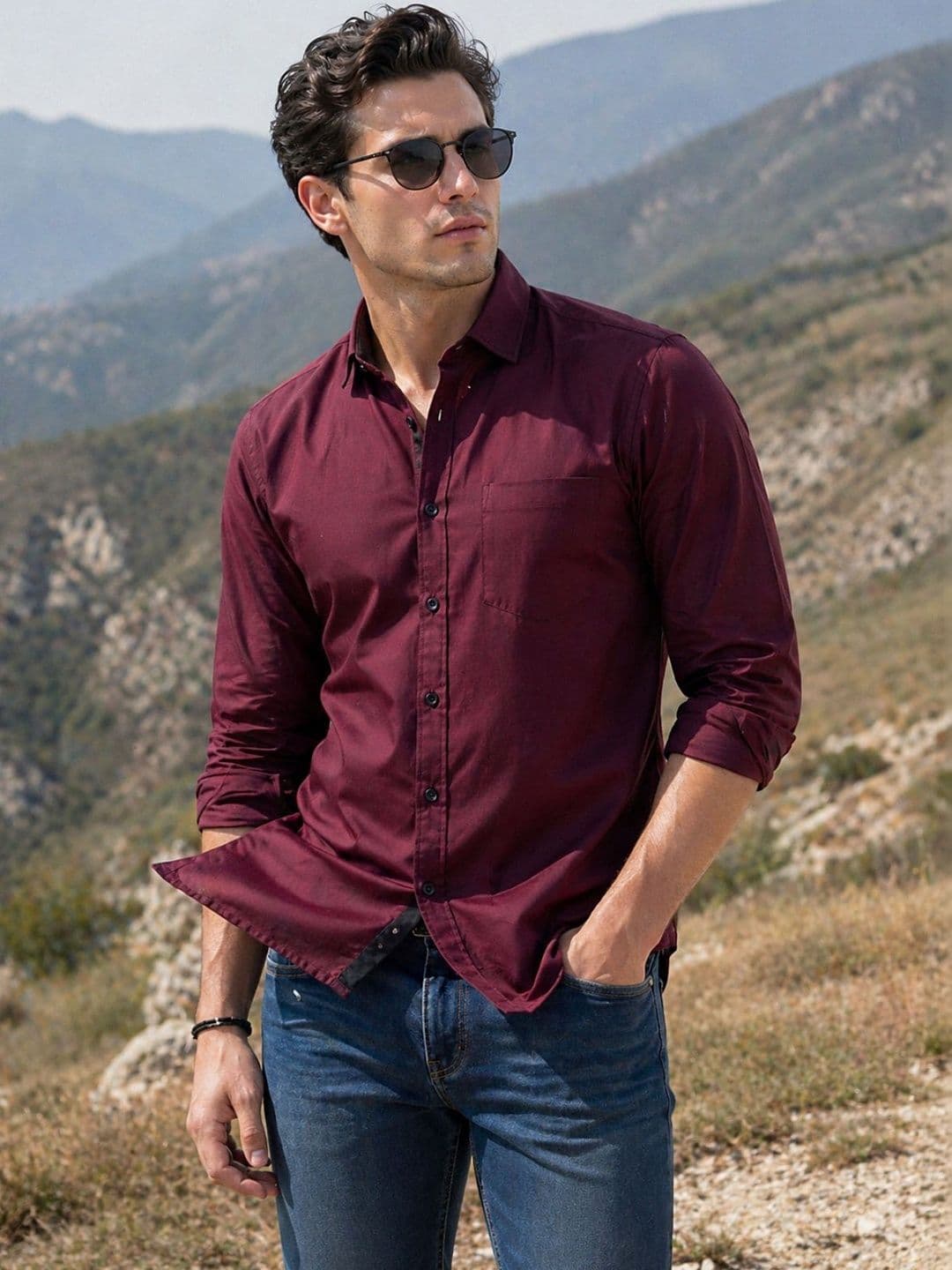The Roadster Lifestyle Co Cotton Spread Collar Full Sleeves Shirt thumbnail 2