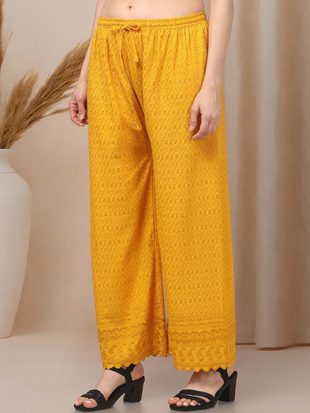 KGFONECLOTH Women Embroidered Knitted Ethnic Palazzos thumbnail 3