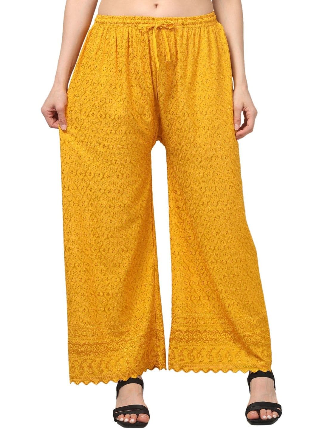 KGFONECLOTH Women Embroidered Knitted Ethnic Palazzos - view 1